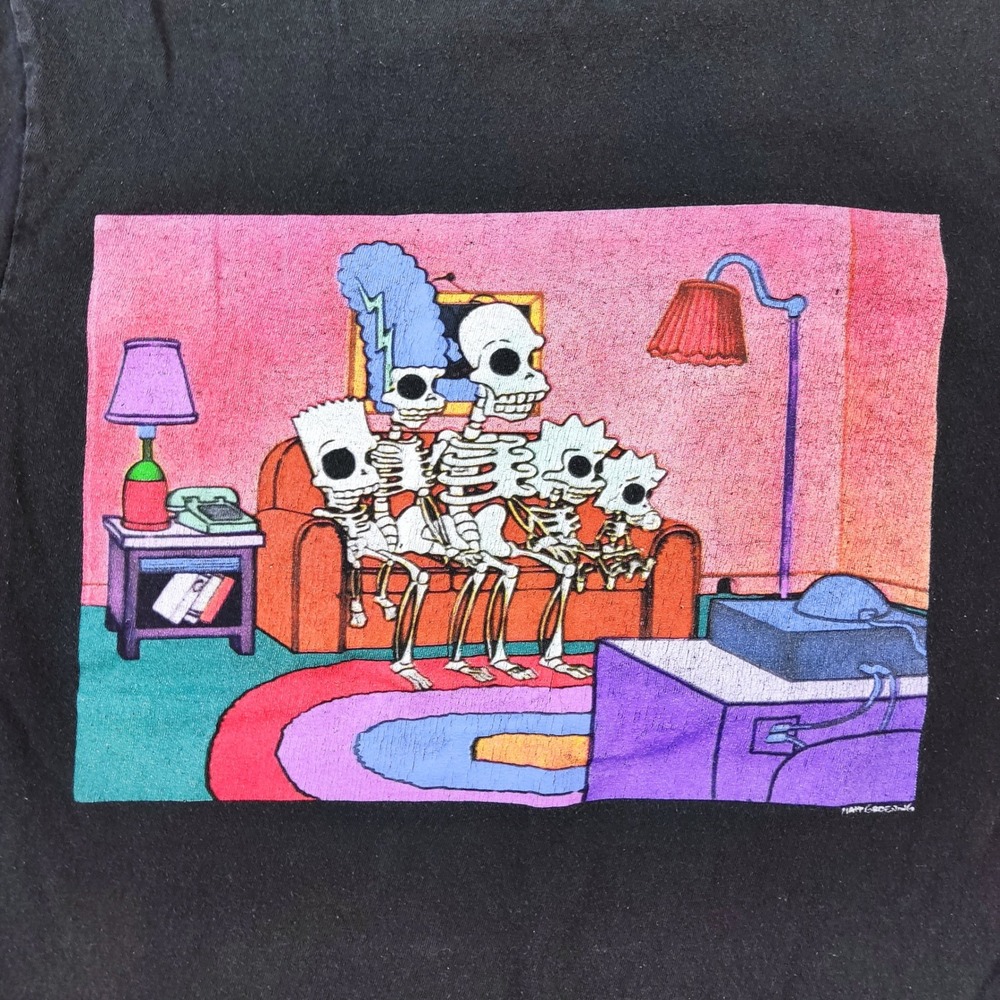 The Simpsons T-Shirt Mens Small Black Skeleton Family Couch Graphic Tee Horror - Picture 3 of 6